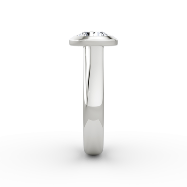 Just Brilliant Sculpture Bezel Ring, Round Brilliant, 18K White Gold, side view.