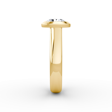 Just Brilliant Sculpture Bezel Ring, Round Brilliant, 18K Yellow Gold, side view.