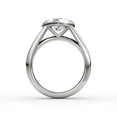 Just Brilliant Sculpture Bezel Ring, Trillion, 18K White Gold, profile view.