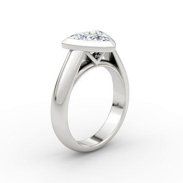Just Brilliant Sculpture Bezel Ring, Trillion, 18K White Gold, upright view.