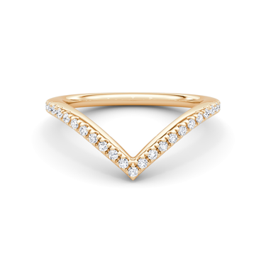 Just Brilliant Signature V Band, Pavé, petite, 18K Rose Gold, front view.