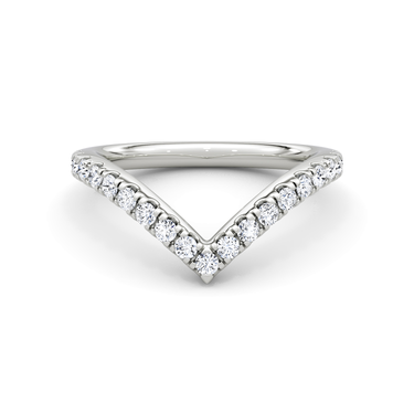Just Brilliant Signature V Band, Pavé, original, 18K White Gold, front view.
