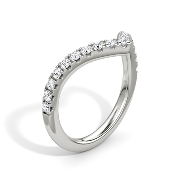 Just Brilliant Signature V Band, Pavé, original, 18K White Gold, upright view.