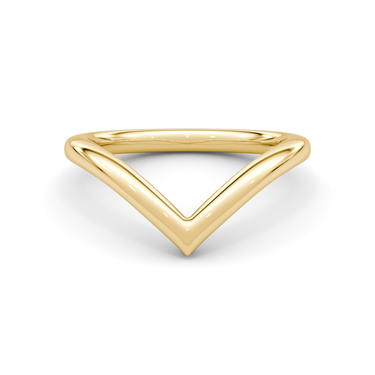 Just Brilliant Signature V Band, Plain, original, 18K Yellow Gold, front view.