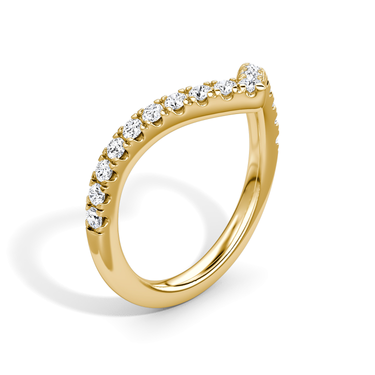 Just Brilliant Signature V Band, Pavé, original, 18K Yellow Gold, upright view.