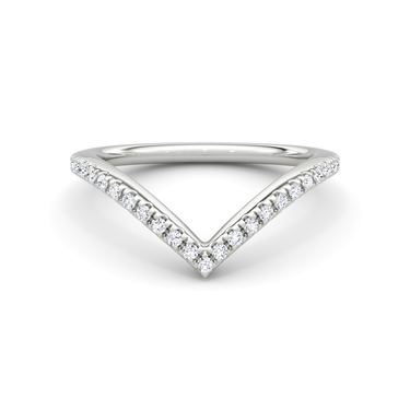 Just Brilliant Signature V Band, Pavé, petite, 18K White Gold, front view.