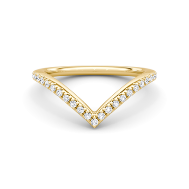 Just Brilliant Signature V Band, Pavé, petite, 18K Yellow Gold, front view.