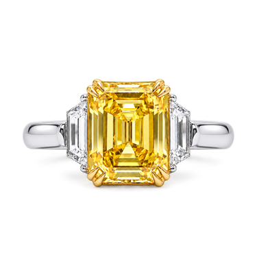 Soleil Impérial Yellow Diamond Ring in 18K white and yellow gold, front view