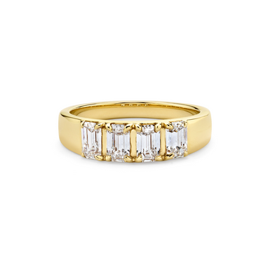 Just Brilliant Tetrad Diamond Ring in 18K Yellow Gold, front view.