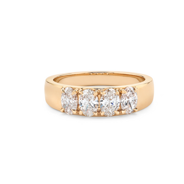 Just Brilliant Tetrad Diamond Ring in 18K Rose Gold, front view.