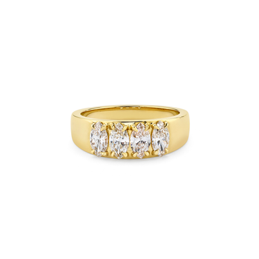 Just Brilliant Tetrad Diamond Ring in 18K Yellow Gold, front view.