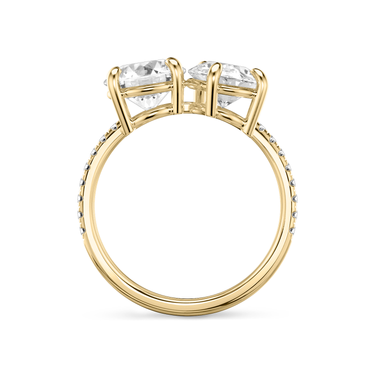 Just Brilliant Toi et Moi Diamond Ring — Pavé / Round Brilliant + Pear — 18K Yellow Gold — profile view