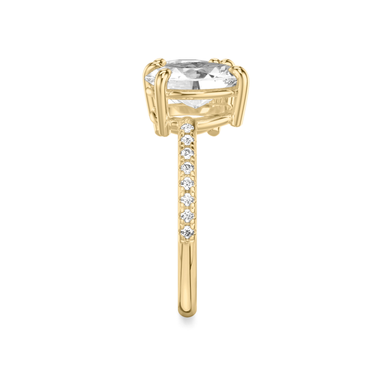 Just Brilliant Toi et Moi Diamond Ring — Pavé / Round Brilliant + Oval — 18K Yellow Gold — side view