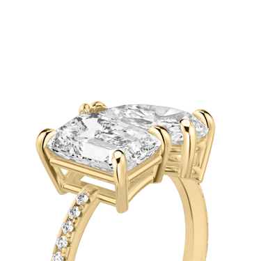 Just Brilliant Toi et Moi Diamond Ring — Pavé / Emerald + Pear — 18K Yellow Gold — detail view
