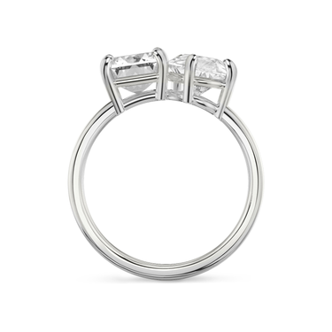 Just Brilliant Toi et Moi Diamond Ring — Plain / Emerald + Pear — 18K White Gold — profile view