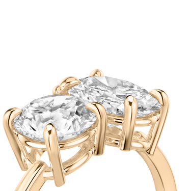 Just Brilliant Toi et Moi Diamond Ring — Plain / Round Brilliant + Oval — 18K Rose Gold — detail view