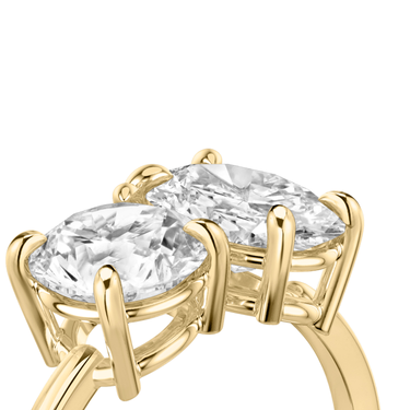 Just Brilliant Toi et Moi Diamond Ring — Plain / Round Brilliant + Oval — 18K Yellow Gold — detail view