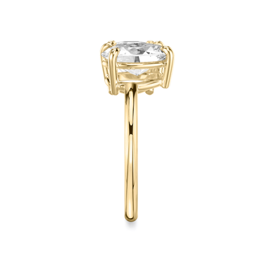 Just Brilliant Toi et Moi Diamond Ring — Plain / Round Brilliant + Oval — 18K Yellow Gold — side view