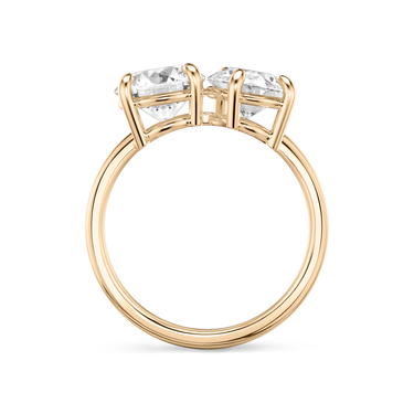 Just Brilliant Toi et Moi Diamond Ring — Plain / Round Brilliant + Pear — 18K Rose Gold — profile view