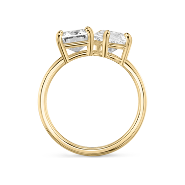 Just Brilliant Toi et Moi Diamond Ring — Plain / Emerald + Pear — 18K Yellow Gold — profile view