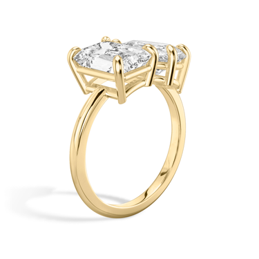 Just Brilliant Toi et Moi Diamond Ring — Plain / Emerald + Pear — 18K Yellow Gold — upright view