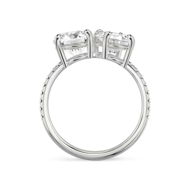 Just Brilliant Toi et Moi Diamond Ring — Pavé / Round Brilliant + Oval — 18K White Gold — profile view