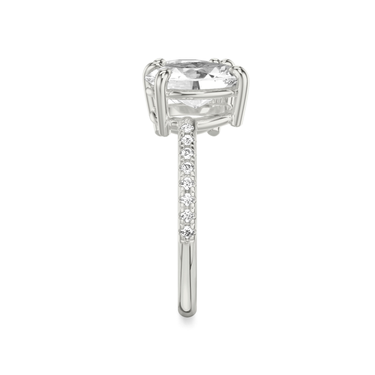 Just Brilliant Toi et Moi Diamond Ring — Pavé / Round Brilliant + Oval — 18K White Gold — side view