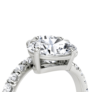Just Brilliant Toi et Moi Bypass ring, pavé round brilliant and oval, 18K White Gold, oblique2 view