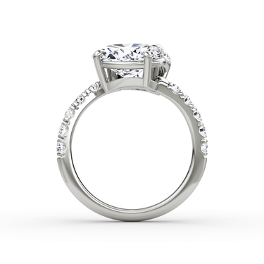 Just Brilliant Toi et Moi Bypass ring, pavé round brilliant and oval, 18K White Gold, profile view