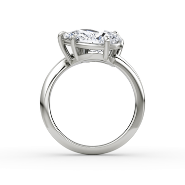 Just Brilliant Toi et Moi Bypass ring, plain band, emerald and pear diamonds, 18K White Gold, profile view