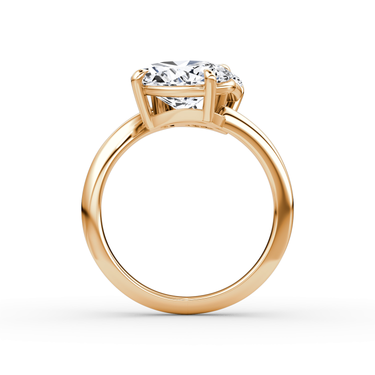 Just Brilliant Toi et Moi Bypass ring, plain band, round brilliant and oval diamonds, 18K Rose Gold, profile view