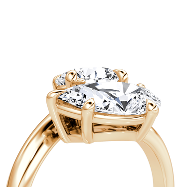 Just Brilliant Toi et Moi Bypass ring, plain band, round brilliant and pear diamonds, 18K Rose Gold, oblique2 view