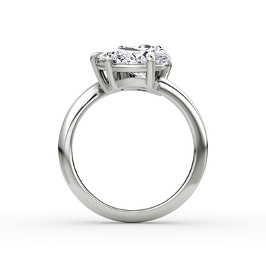 Just Brilliant Toi et Moi Bypass ring, plain band, round brilliant and pear diamonds, 18K White Gold, profile view