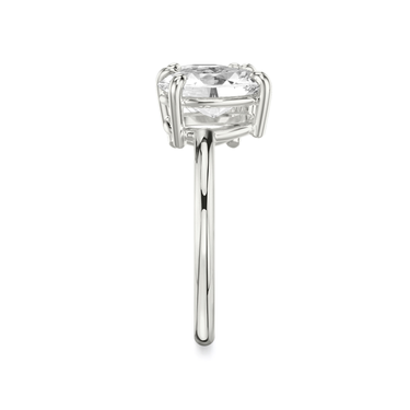 Just Brilliant Toi et Moi Diamond Ring — Plain / Round Brilliant + Oval — 18K White Gold — side view