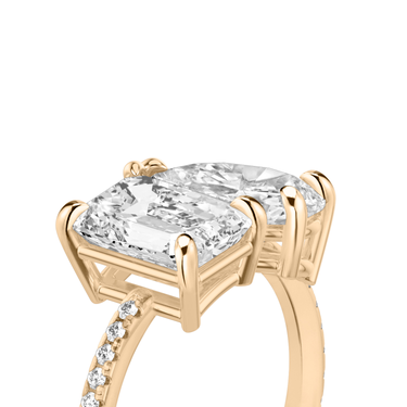 Just Brilliant Toi et Moi Diamond Ring — Pavé / Emerald + Pear — 18K Rose Gold — detail view