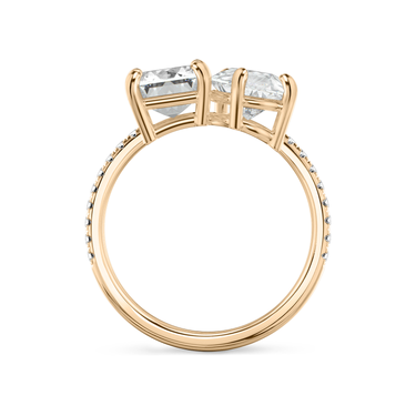 Just Brilliant Toi et Moi Diamond Ring — Pavé / Emerald + Pear — 18K Rose Gold — profile view