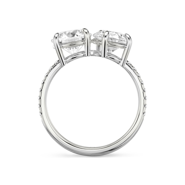 Just Brilliant Toi et Moi Diamond Ring — Pavé / Round Brilliant + Pear — 18K White Gold — profile view