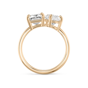 Just Brilliant Toi et Moi Diamond Ring — Plain / Emerald + Pear — 18K Rose Gold — profile view
