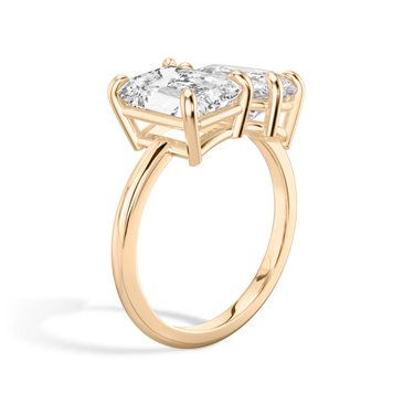 Just Brilliant Toi et Moi Diamond Ring — Plain / Emerald + Pear — 18K Rose Gold — upright view
