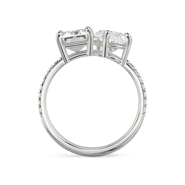 Just Brilliant Toi et Moi Diamond Ring — Pavé / Emerald + Pear — 18K White Gold — profile view