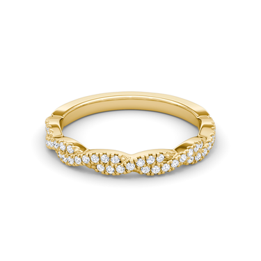 Just Brilliant twisted band — double pave twisted — 18K Yellow Gold — front view