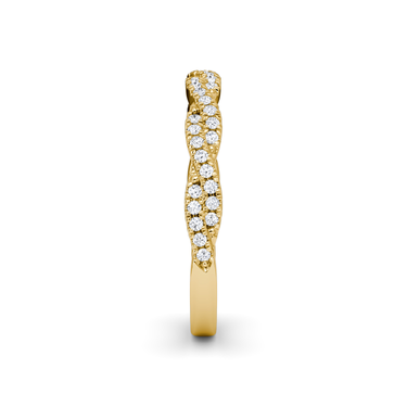 Just Brilliant twisted band — double pave twisted — 18K Yellow Gold — side view