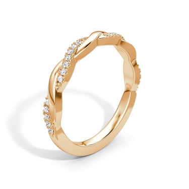 Just Brilliant twisted band — pave twisted — 18K Rose Gold — upright view