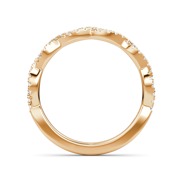Just Brilliant twisted band — double pave twisted — 18K Rose Gold — profile view