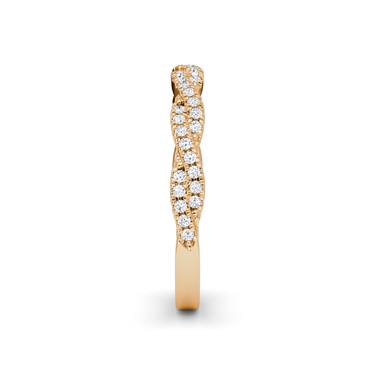 Just Brilliant twisted band — double pave twisted — 18K Rose Gold — side view