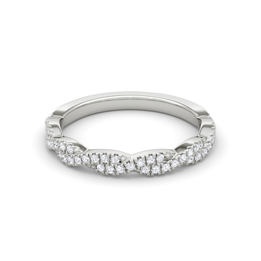 Just Brilliant twisted band — double pave twisted — 18K White Gold — front view