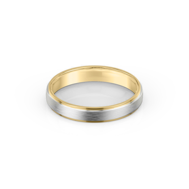 Just Brilliant 4mm Two-Tone Wedding Band in 18K White Gold and Yellow Gold, front view