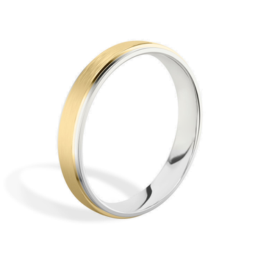 Just Brilliant 4mm Two-Tone Wedding Band in 18K Yellow Gold and White Gold, upright view