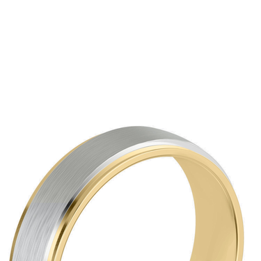 Just Brilliant 6mm Two-Tone Wedding Band in 18K White Gold and Yellow Gold, detail view