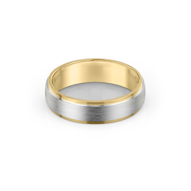 Just Brilliant 6mm Two-Tone Wedding Band in 18K White Gold and Yellow Gold, front view